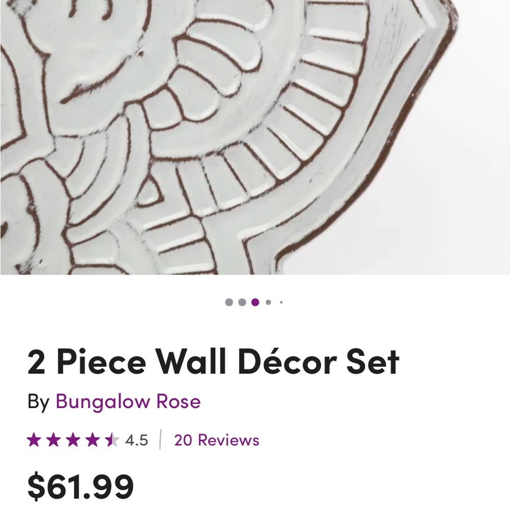 2 Pc Set Metal Wall Decor by Bungalow Rose - Picture 7 of 9